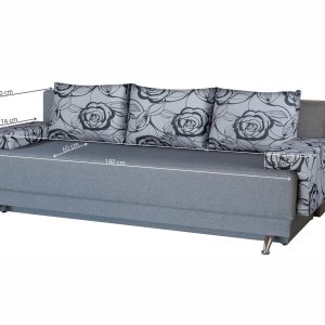 Canapea Extensibilă Roma Grey Flower 205x90 cm cu Lada de Depozitare, Design Modern și Confortabil - imagine 3
