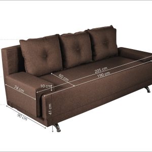 Canapea Extensibila Roma Lux Dark Chocolate 205x90 cm cu Lada de Depozitare – Design Modern si Confortabil din Material Textil - imagine 3