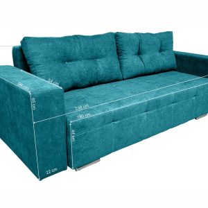 Canapea extensibila Venice 238x96x80 cm albastru cu lada de depozitare, confortabila si durabila din materiale de calitate superioara - imagine 4