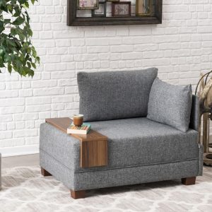 Canapea Fly Armchair Right Balcab Home 1 loc gri 100x75x80 cm cu picioare din plastic dur - imagine 5