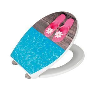 Capac de toaletă Hawaii multicolor 44.5x37.5 cm cu sistem Easy-Close din duroplast/acrilic - Wenko - imagine 3