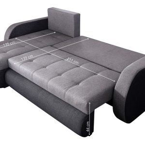 Coltar extensibil reversibil Siena Duo Antracit/Gri 243x141 cm cu lada de depozitare pentru living modern si confortabil - imagine 3