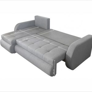 Coltar extensibil reversibil Siena Grey 243x141 cm cu lada de depozitare si structura din lemn, spuma poliuretanica si arcuri sinusoidale - imagine 3