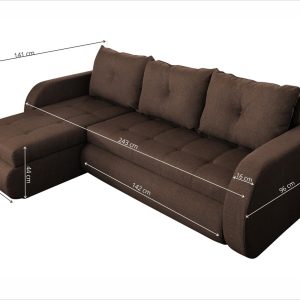 Coltar extensibil reversibil Siena Lux Chocolate 243x141 cm cu lada de depozitare, confortabil si modern pentru living - imagine 3