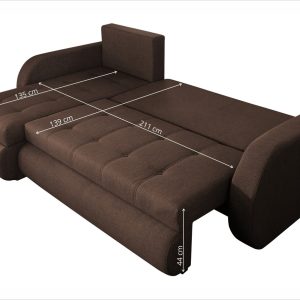 Coltar extensibil reversibil Siena Lux Chocolate 243x141 cm cu lada de depozitare, confortabil si modern pentru living - imagine 4