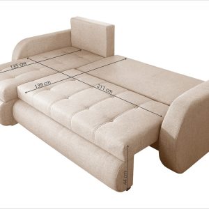 Coltar extensibil reversibil Siena Lux Cream 243x141x81 cm cu lada de depozitare, confortabil si modern pentru living - imagine 3