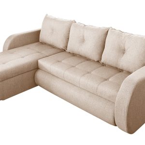 Coltar extensibil reversibil Siena Lux Cream 243x141x81 cm cu lada de depozitare, confortabil si modern pentru living - imagine 4