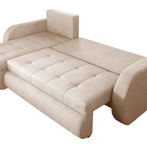 Coltar extensibil reversibil Siena Lux Cream 243x141x81 cm cu lada de depozitare, confortabil si modern pentru living - imagine 5