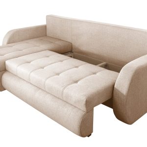 Coltar extensibil reversibil Siena Lux Cream 243x141x81 cm cu lada de depozitare, confortabil si modern pentru living - imagine 7