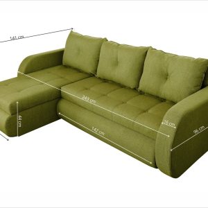 Coltar extensibil reversibil Siena Lux Lime 243x141 cm cu lada de depozitare si structura din lemn, confortabil si modern pentru living - imagine 3