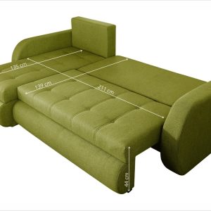 Coltar extensibil reversibil Siena Lux Lime 243x141 cm cu lada de depozitare si structura din lemn, confortabil si modern pentru living - imagine 4