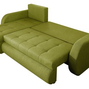 Coltar extensibil reversibil Siena Lux Lime 243x141 cm cu lada de depozitare si structura din lemn, confortabil si modern pentru living - imagine 5
