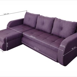Coltar extensibil reversibil Siena Lux Purple 243x141 cm cu lada de depozitare, design modern si confortabil pentru living - imagine 3