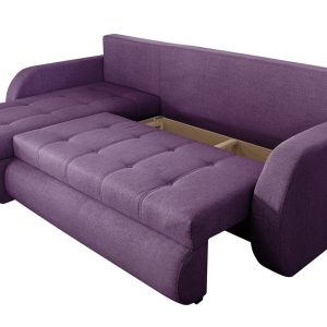 Coltar extensibil reversibil Siena Lux Purple 243x141 cm cu lada de depozitare, design modern si confortabil pentru living - imagine 5