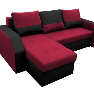 Coltar extensibil Madrid 226x145 cm rosu/negru cu 2 lazi depozitare, reversibil, confortabil pentru camera de zi sau dormitor - imagine 11