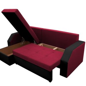 Coltar extensibil Madrid 226x145 cm rosu/negru cu 2 lazi depozitare, reversibil, confortabil pentru camera de zi sau dormitor - imagine 5