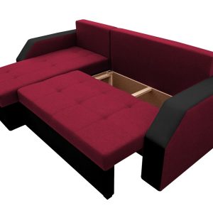 Coltar extensibil Madrid 226x145 cm rosu/negru cu 2 lazi depozitare, reversibil, confortabil pentru camera de zi sau dormitor - imagine 6