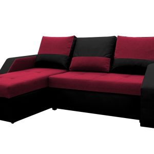 Coltar extensibil Madrid 226x145 cm rosu/negru cu 2 lazi depozitare, reversibil, confortabil pentru camera de zi sau dormitor - imagine 7