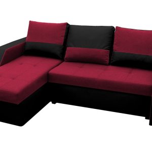 Coltar extensibil Madrid 226x145 cm rosu/negru cu 2 lazi depozitare, reversibil, confortabil pentru camera de zi sau dormitor - imagine 8