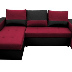 Coltar extensibil Madrid 226x145 cm rosu/negru cu 2 lazi depozitare, reversibil, confortabil pentru camera de zi sau dormitor - imagine 9