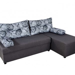 Coltar extensibil reversibil Modena Grey Flower 206x145 cm cu lada de depozitare, pat 140x206 cm, elegant si confortabil - imagine 4