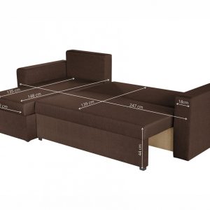 Coltar extensibil reversibil Oslo Dark Chocolate cu lada de depozitare 247x148x78 cm material textil - imagine 3