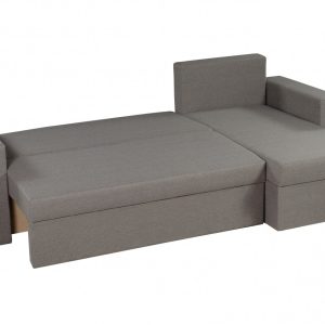 Coltar extensibil reversibil Oslo Grey 247x148 cm cu lada de depozitare si perne incluse, material textil si structura din lemn - imagine 3