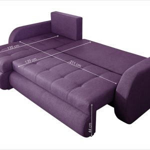 Coltar extensibil reversibil Siena Lux Purple 243x141 cm cu lada de depozitare, design modern si confortabil pentru living - imagine 4