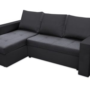 Coltar extensibil Toledo 226x145 cm gri inchis antracit cu 2 lazi depozitare reversibil, material textil si piele ecologica - imagine 4