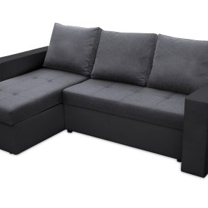 Coltar extensibil Toledo 226x145 cm gri inchis antracit cu 2 lazi depozitare reversibil, material textil si piele ecologica - imagine 5