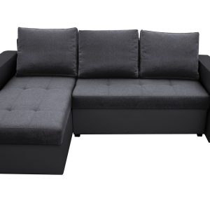 Coltar extensibil Toledo 226x145 cm gri inchis antracit cu 2 lazi depozitare reversibil, material textil si piele ecologica - imagine 6