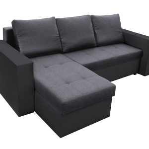 Coltar extensibil Toledo 226x145 cm gri inchis antracit cu 2 lazi depozitare reversibil, material textil si piele ecologica - imagine 8