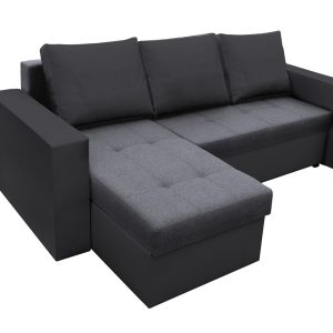 Coltar extensibil Toledo 226x145 cm gri inchis antracit cu 2 lazi depozitare reversibil, material textil si piele ecologica - imagine 9