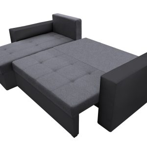 Coltar extensibil Toledo 226x145 cm gri inchis antracit cu 2 lazi depozitare reversibil, material textil si piele ecologica - imagine 10