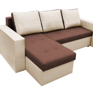 Coltar extensibil Toledo 226x145x79 cm bej/maro, 2 lazi depozitare, reversibil, textil si piele ecologica - imagine 10