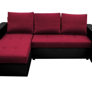 Coltar extensibil Toledo 226x145x79 cm rosu/negru, 2 lazi depozitare, reversibil, textil si piele ecologica - imagine 8