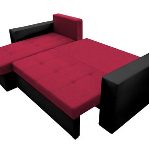 Coltar extensibil Toledo 226x145x79 cm rosu/negru, 2 lazi depozitare, reversibil, textil si piele ecologica - imagine 10
