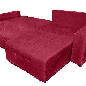 Coltar extensibil Venice 287x169 cm rosu cu lada de depozitare si structura din lemn si MDF, reversibil si confortabil - imagine 5