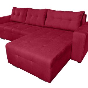 Coltar extensibil Venice 287x169 cm rosu cu lada de depozitare si structura din lemn si MDF, reversibil si confortabil - imagine 7