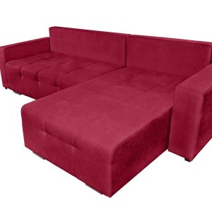 Coltar extensibil Venice 287x169 cm rosu cu lada de depozitare si structura din lemn si MDF, reversibil si confortabil - imagine 8