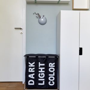 Cos de rufe Wenko Trio Top 118 L 3 compartimente 57x57x38 cm negru poliester aluminiu organizare eficientă rufe - imagine 5
