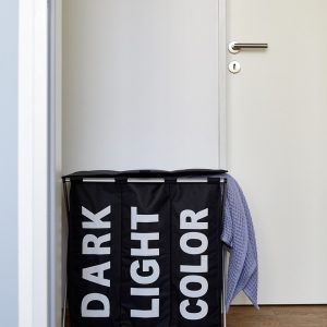 Cos de rufe Wenko Trio Top 118 L 3 compartimente 57x57x38 cm negru poliester aluminiu organizare eficientă rufe - imagine 6