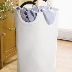 Cos de rufe Wenko Jumbo Stone 69L 38x38x72 cm poliester alb cu manere aluminiu - Organizare eficienta si design elegant - imagine 3