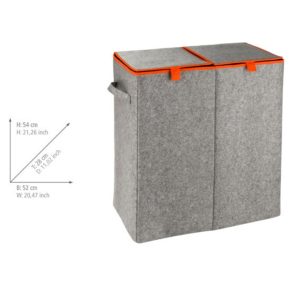 Cos pentru rufe Wenko Duo Felt Orange 82 L 2 compartimente poliester polipropilena gri portocaliu - imagine 3