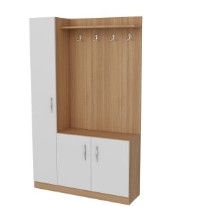 Cuier si pantofar natural alb/bej Decorotika 110x31.8x180 cm pentru organizare si decor interior - imagine 3