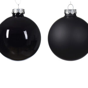 Cutie cu 12 globuri asortate Baubles Ø8 cm din sticlă neagră cu finisaj mat și lucios - imagine 1