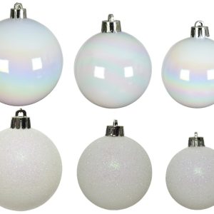 Cutie 30 globuri asortate Iris Mix decorativ plastic alb Ø4-6 cm - imagine 3