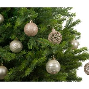 Cutie 37 globuri Champagne mix 6 cm plastic Decoris cu agatatoare decoratiuni Craciun - imagine 4
