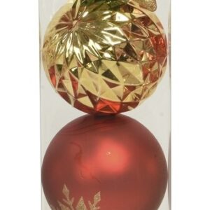 Cutie 6 globuri asortate Color Mix 15 cm plastic roșu argintiu alb Decoris pentru decor festiv de Crăciun - imagine 1