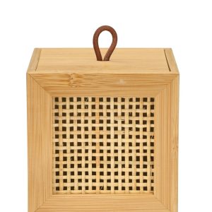Cutie depozitare cu capac Wenko Allegre S 9x9x9 cm bambus ratan natur pentru organizare casa - imagine 6
